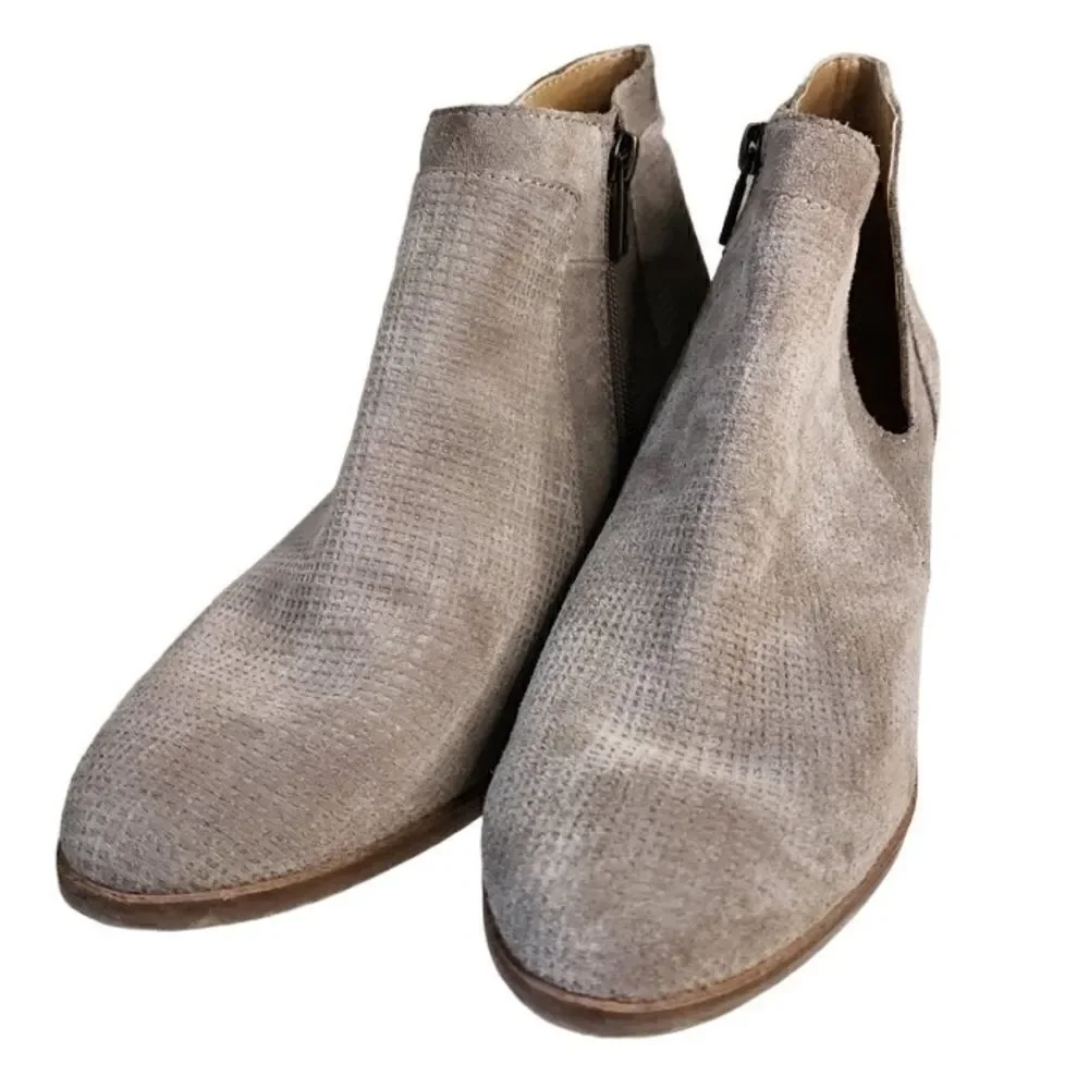 Lucky Brand- Women's Ponic Oil Suede Ankle Booties in Cinder Zip Size,  Size 10
